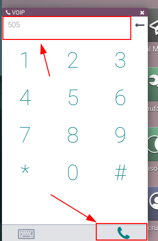 Connecting to a conference extension using the Odoo VoIP widget.