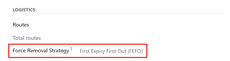 Стратегія примусового видалення FEFO, встановлена для категорії продукту.