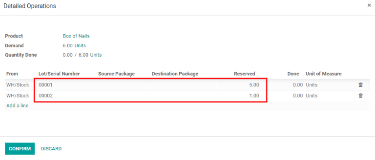 Детальний опис операцій перенесення показує партії цвяхів, які потрібно видалити.