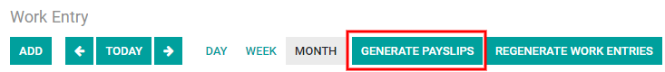 Кнопка Створити платіжні відомості на панелі інструментів Робочі записи.
