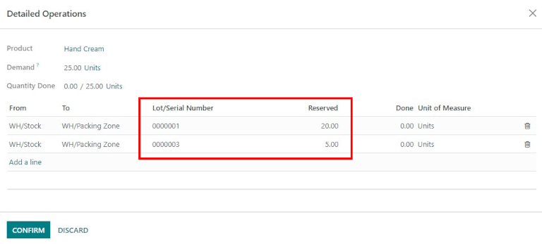 Номери лотів крему для рук, вибрані для замовлення на продаж.