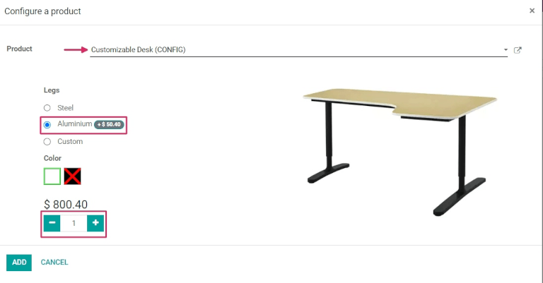 Налаштуйте спливаюче вікно продукту для вибору атрибутів варіантів.