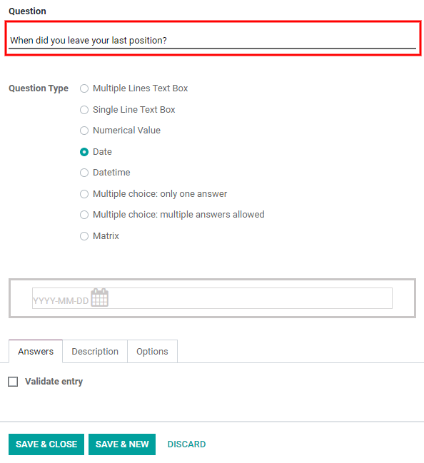 Додайте нове запитання до форми співбесіди.