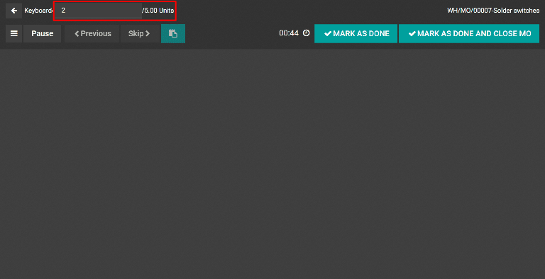 Поле Одиниці виміру в планшетному представленні.