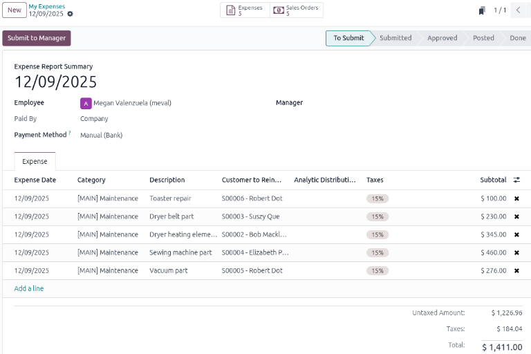 Перегляньте витрати, зазначені в замовленні на продаж, після натискання на нього.