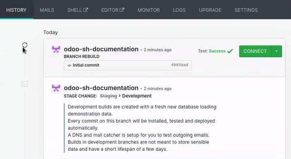 Вкладка історії гілок