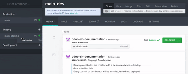 Об'єднання гілки розробки з гілкою проміжної розробки