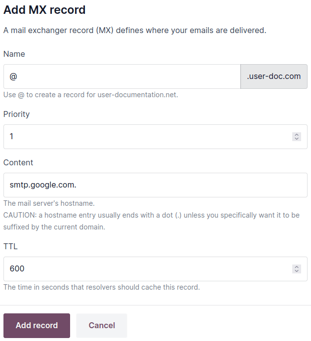 Створення запису MX для перенаправлення електронних листів до Gmail
