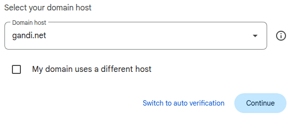 Вибір хоста домену в Google Workspace